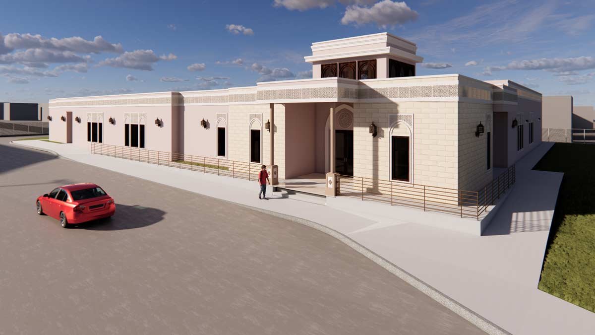 Rendering of school entrance