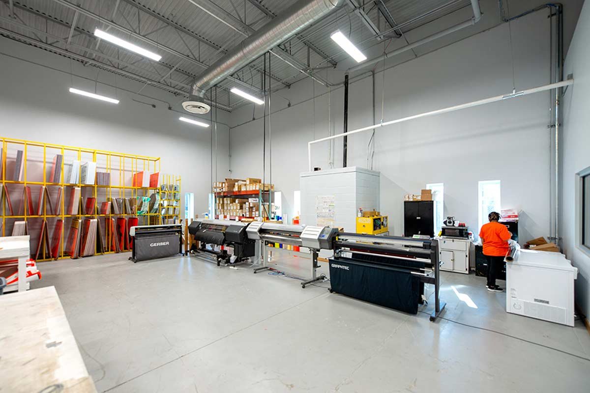 Back production room of Dallas Lite & Barracade