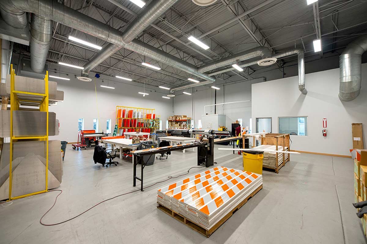 Back production room of Dallas Lite & Barracade