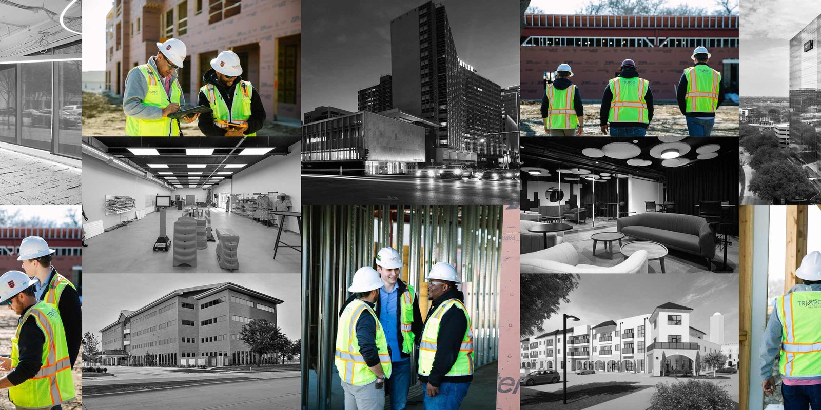 Collage of employees on sites and projects