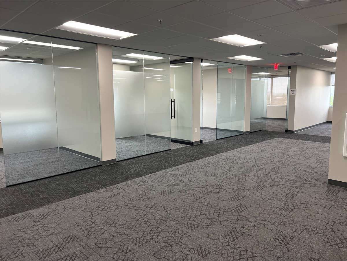 Empty offices viewed from the lobby area