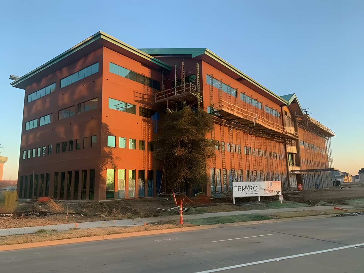 Outside of Mercer building at sunset