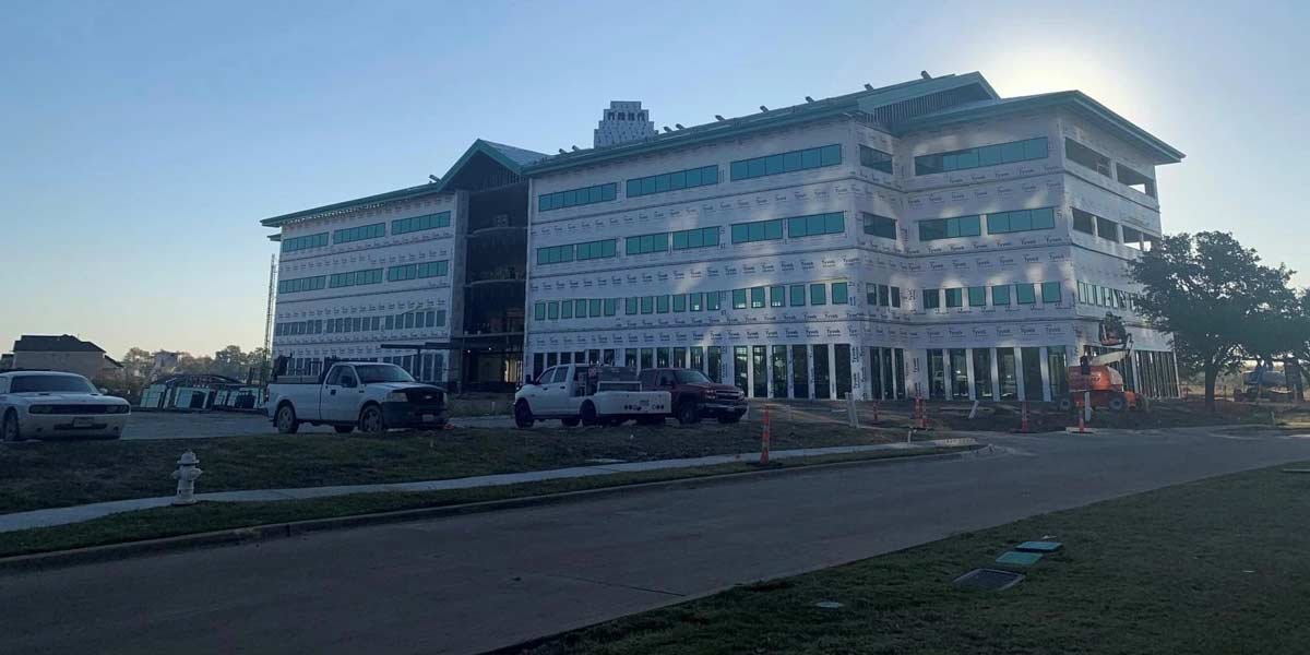 Mercer building before brick in the early morning