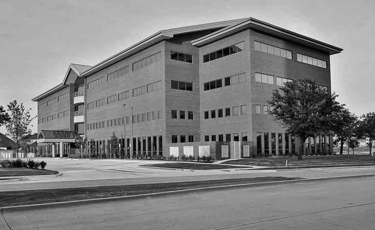 Exterior of Mercer building in B/W