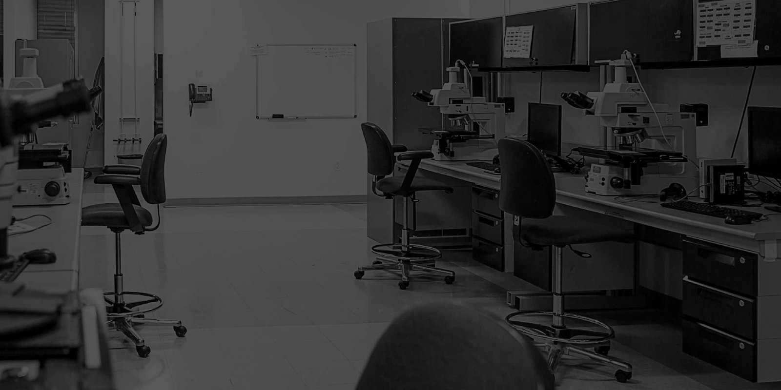 Office interior with electronic equipment on tables