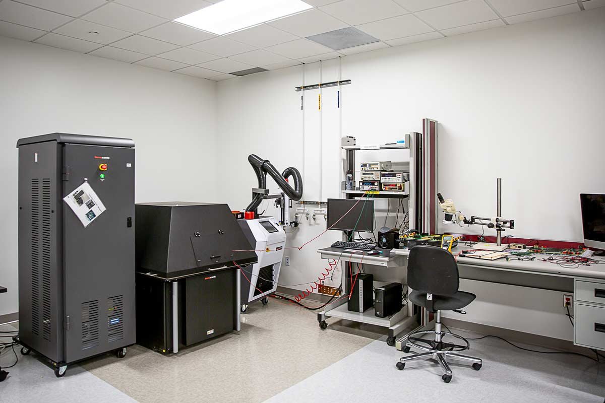 Lab equipment in corner of office