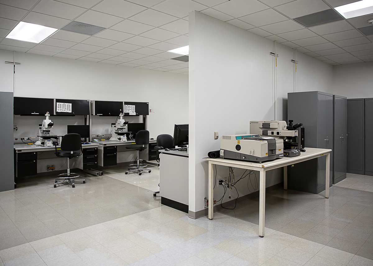 Equipment desks in office