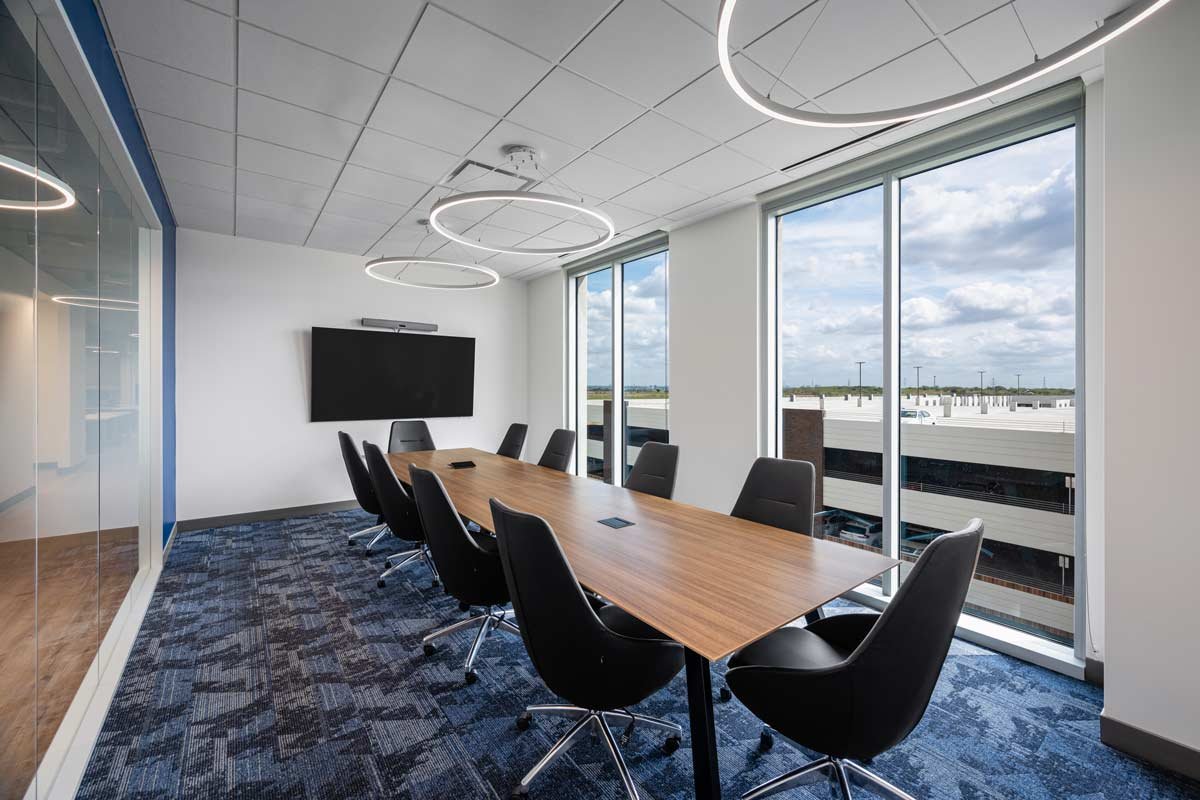 Office conference room with glass wall