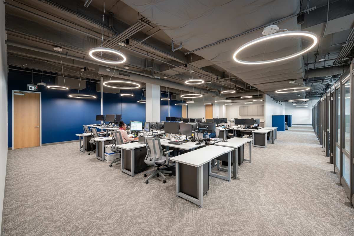 Open office area with lots of desks